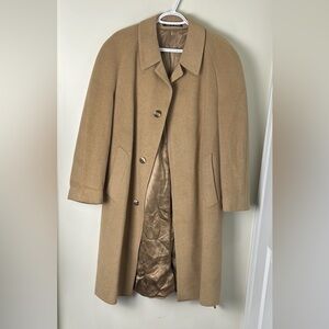 Vintage 100% Cashmere Tan Belted Trench Coat with Pockets